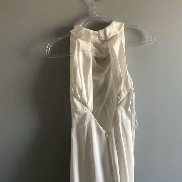 REVOLVE white high neck gown wedding with buttons and slit - Picture 6 of 6